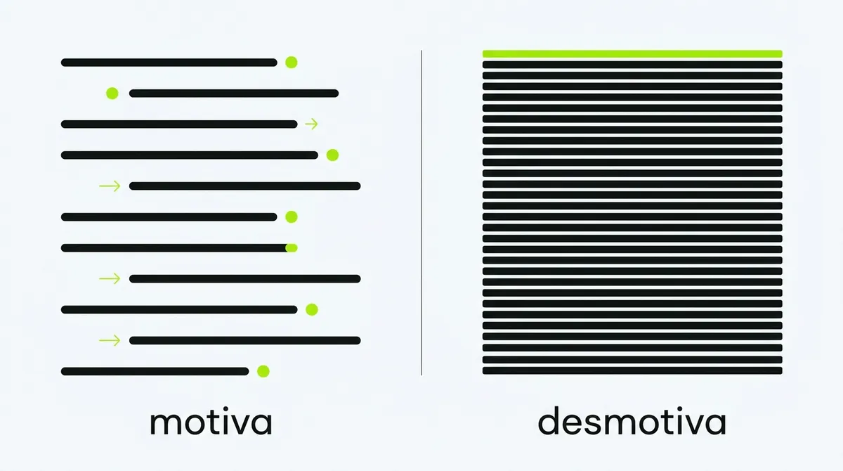Comparação entre um placar que celebra constância e outro que só premia performance, mostrando ranking que motiva e ranking que desmotiva