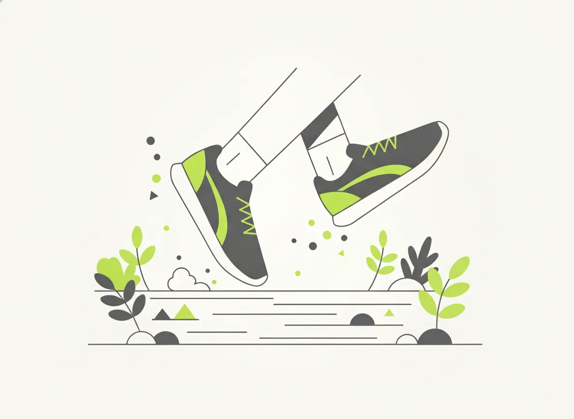 Close de pés caminhando com tênis esportivo sobre uma trilha de terra batida