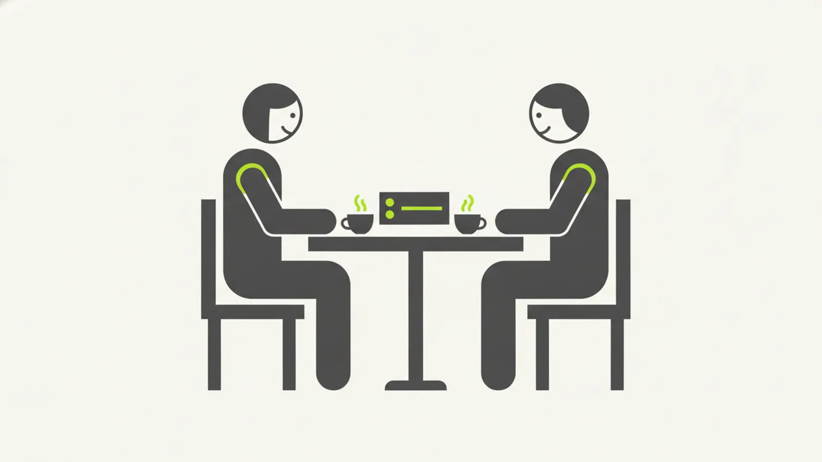 Dois amigos sentados à mesa revisando juntos uma lista de metas, clima de apoio mútuo